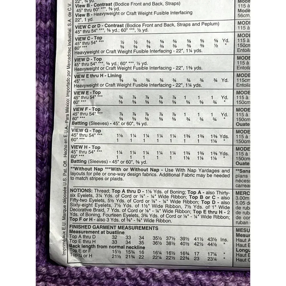 McCalls 4107 sewing pattern Renaissance tops size 14 16 18 20